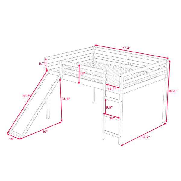 Harriet Bee Ethbinium Wooden Loft Bed with Slide and Ladder Wayfair
